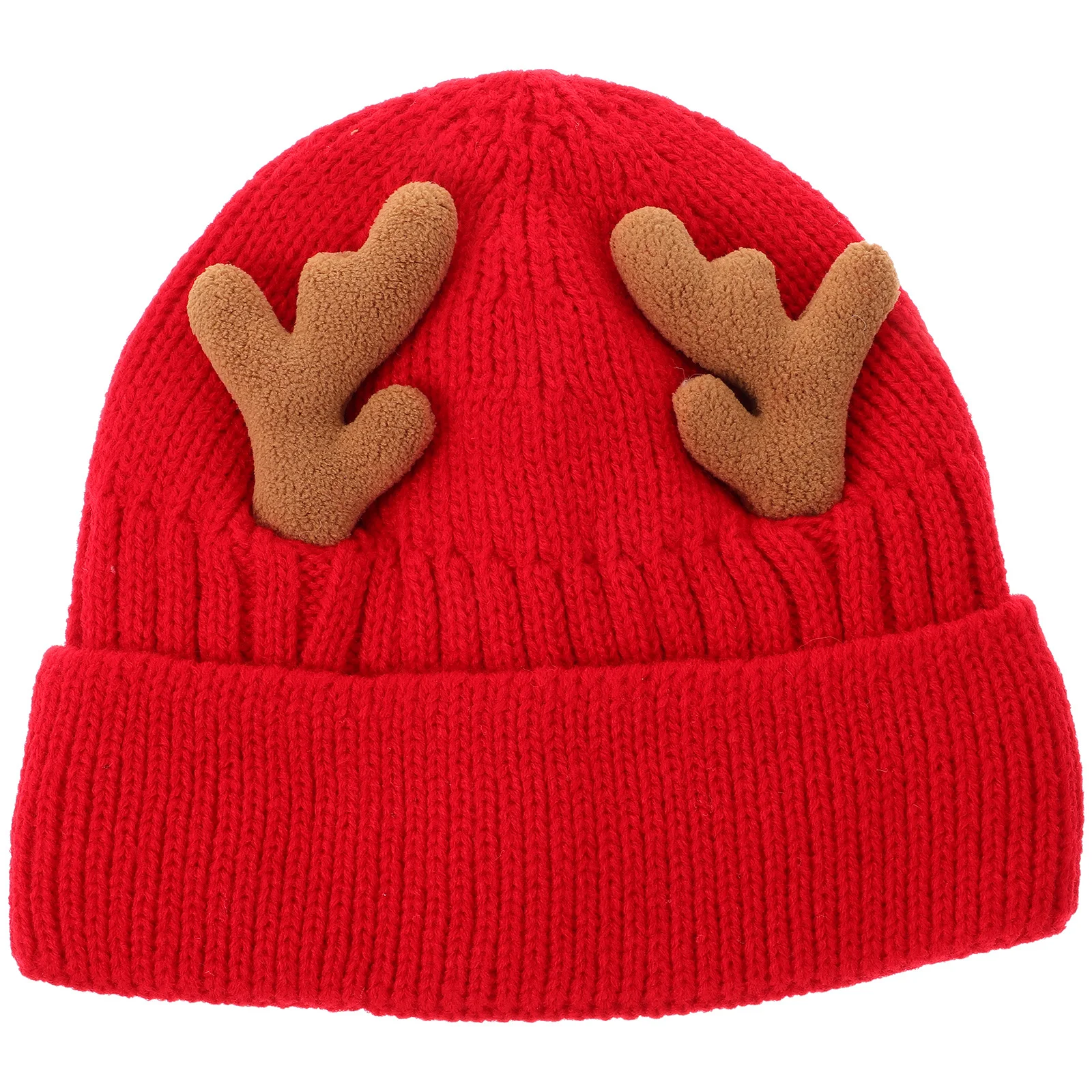 

1pc Christmas Antlers Knit Hat Winter Warm Ear Protection Cap For Women Men Lightweight Cozy Outdoor Indoor Polyacrylonitrile