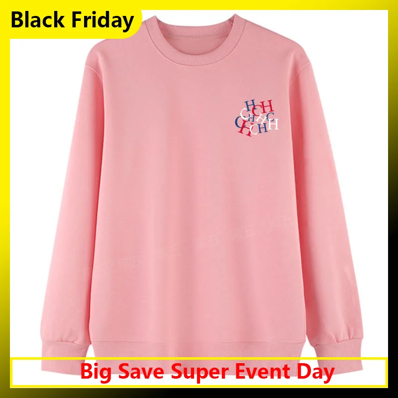 

Толстовка с трехцветным логотипом CH, красный, синий, белый, с принтом на правой груди, хлопковый пуловер с круглым вырезом, уличный стиль, незаменимый