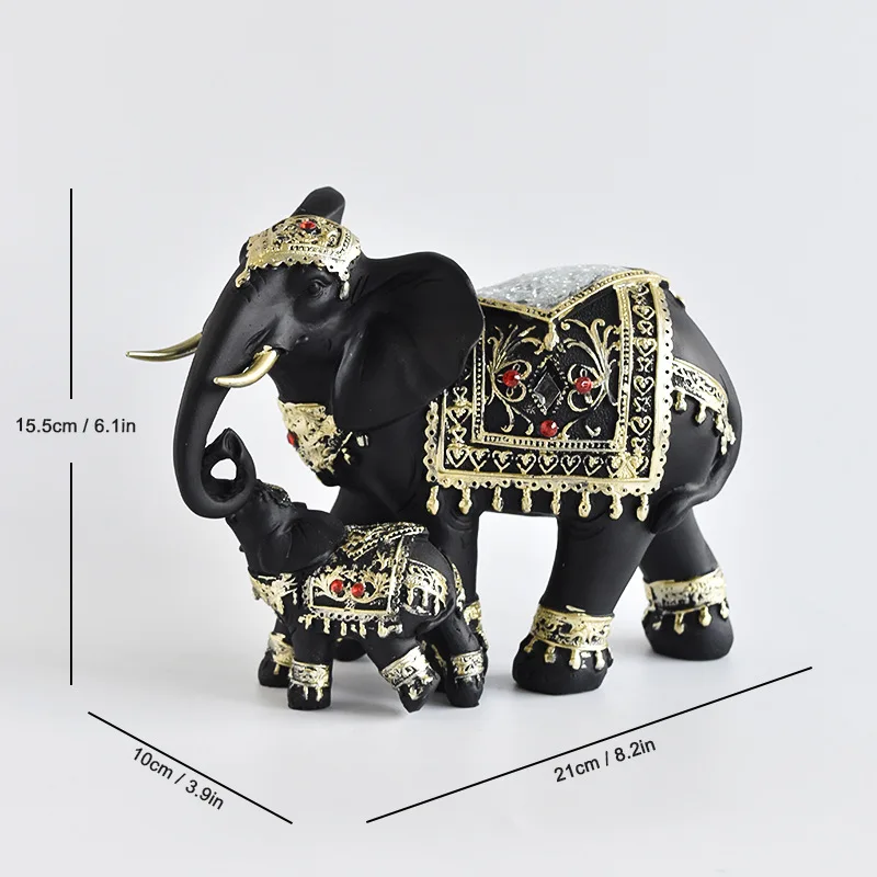 Elephant Family Standing Statues Cute Multifunctional Tabletop Fengshui Ornament Office Desktop Home Decoration