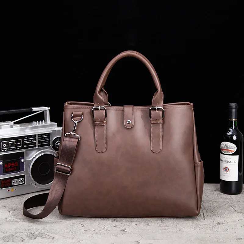 Vintage draagbare aktetas Casual Crossbody Crazy Horse lederen heren horizontale enkele schoudertas Koreaanse stijl trendy heren