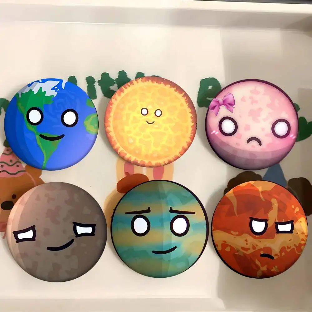 1pc Cartoon Solar Balls Cartoon Style Badge Brooches On Backpack Decoration Round Enamel Pins For Accessorys