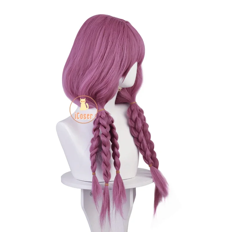 هالة شعر مستعار تأثيري أنيمي فريرين بيوند رحلة نهاية الأرجواني طويل الشعر جديلة أغطية الرأس حفلة الهالوين للنساء الدعائم الإكسسوارات