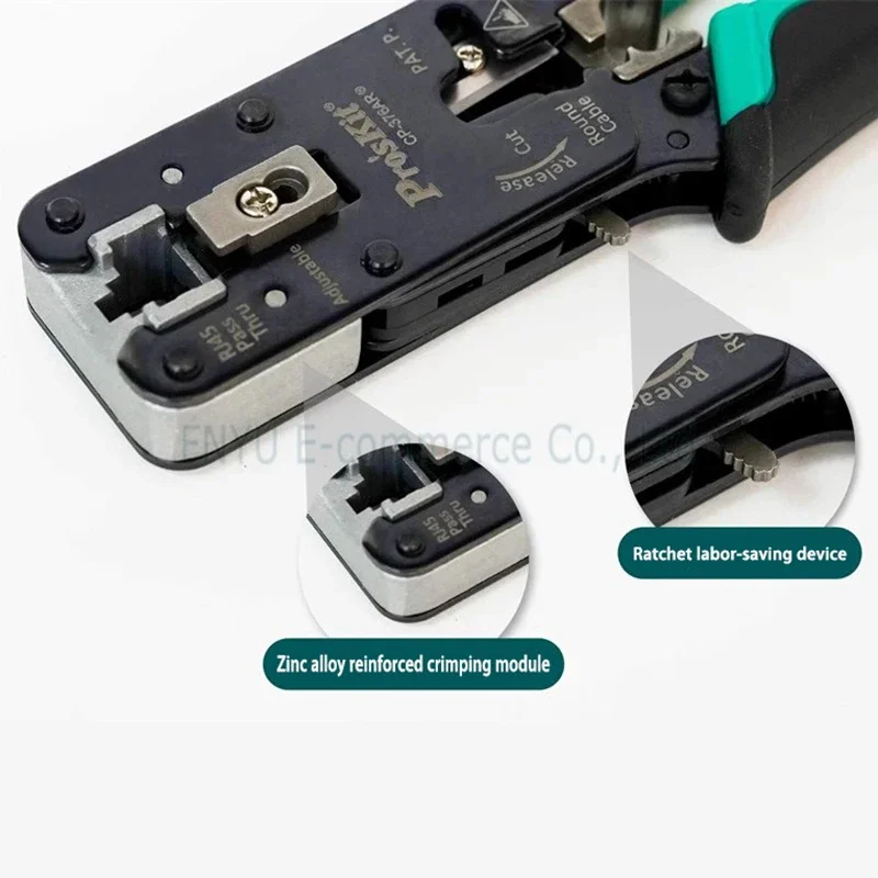 Crimper Crimpzange Pro'skit CP-376AR Tragbare perforierte RJ45 Netzwerkkabel Crimper Schneidwerkzeug Stripper Punch Down CAT7