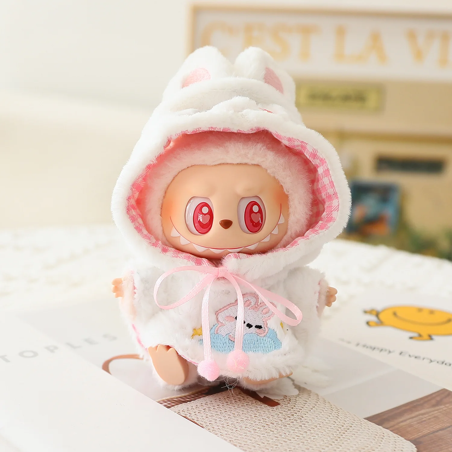 

Labubu Animal Hooded Onesie Outfit for 1st/2nd/3rd Gen 17cm Vinyl Doll, Cute Changeable Cape Costume with Animal Ear Design