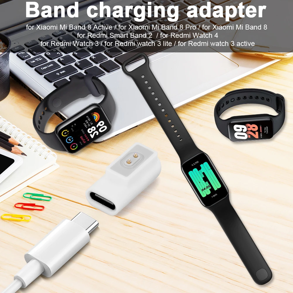 USB C أنثى إلى لساعة Xiaomi/Redmi شاحن نوع C محول 90 درجة بزاوية مهايئ شاحن مغناطيسي لشاومي Mi Band 8 Pro