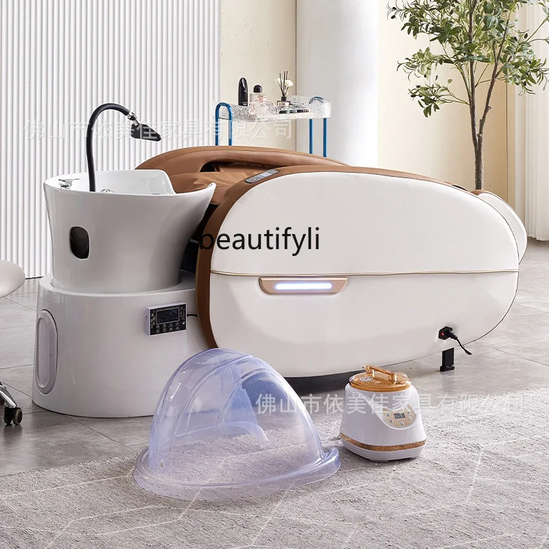 

Ceramic basin leather fully automatic intelligent electric massage shampoo bed barber shop head treatment bed