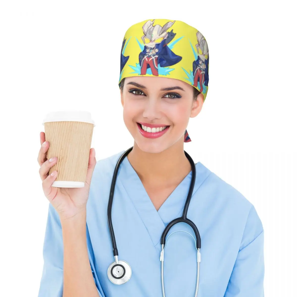 مخصص Ultramanes أنيمي الدعك قبعة القبعات الجراحية الرجال النساء غرفة العمليات غطاء المشغل القبعات مختبر يعمل قبعة