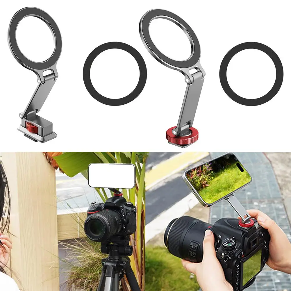 Foldable Cold Shoe Magnetic Bracket Phone Holder Phone Tripod Mount 1/4 Inch Thread For iPhone 15/14/13/12 Series X9A5