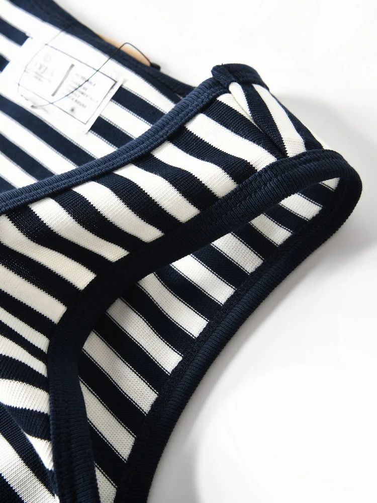 

Новый американский свободный крой, хлопковый вязаный полосатый жилет, круглый жилет Ne, мужская летняя футболка Faion, дышащая моistu...