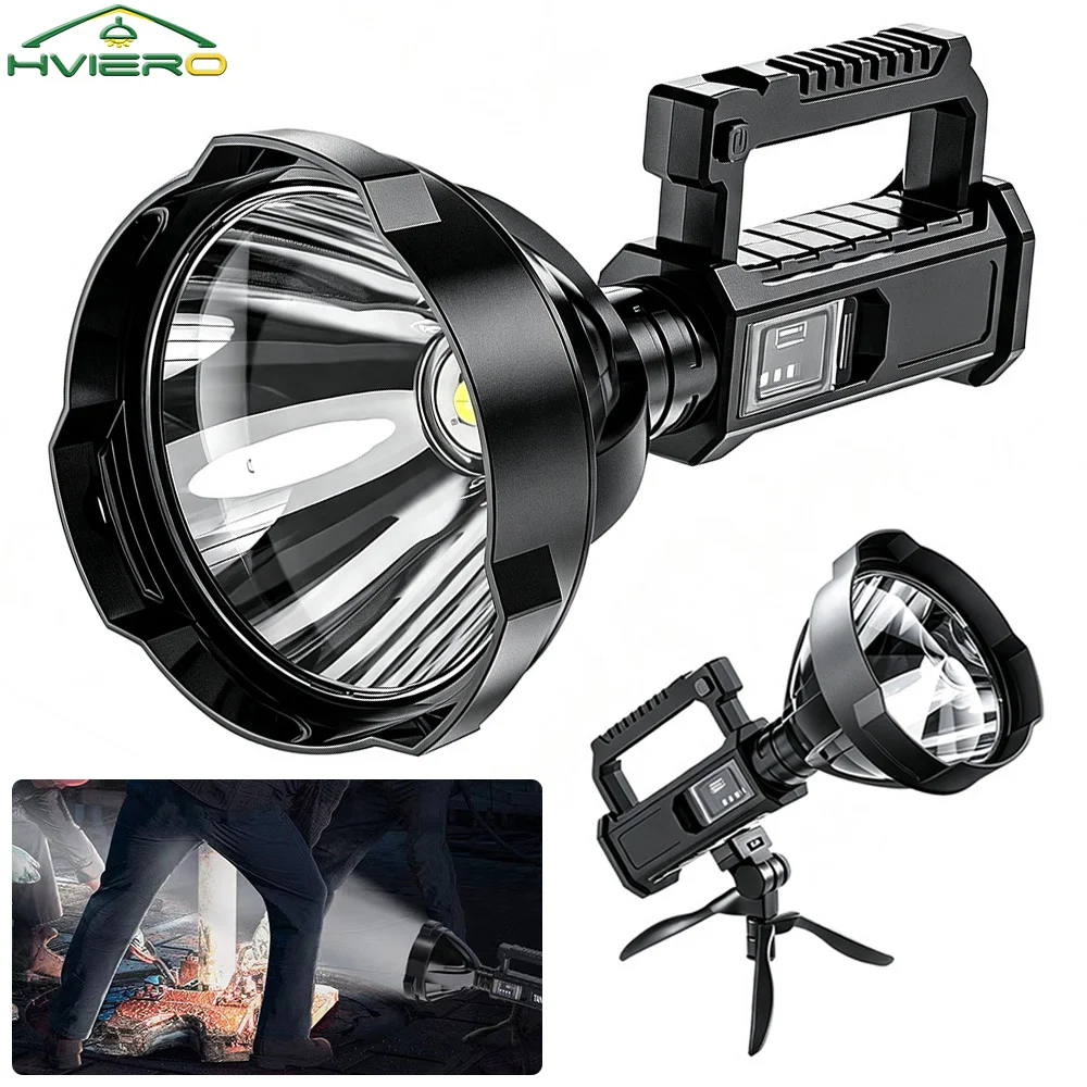Outdoor Camping Emergency Lighting Accessory USB Charged Ultra Bright Flashlight Long Distance Beam Portable LED Searchlight