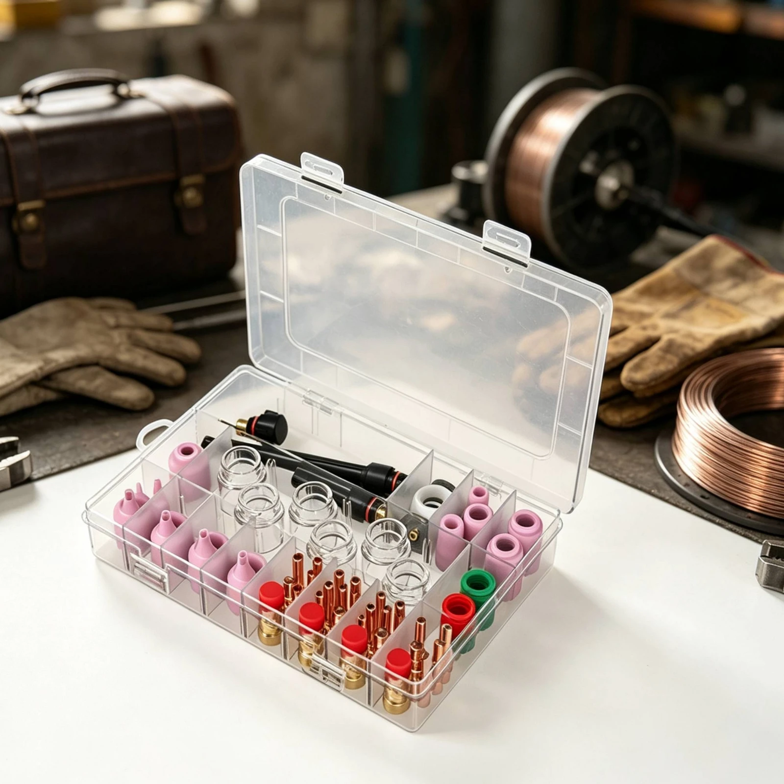 TIG Joining Torch Accessory Kit Replacement TIG Torch Accessories Kit Transparent Long-Lasting for Welders, Workshop view 5