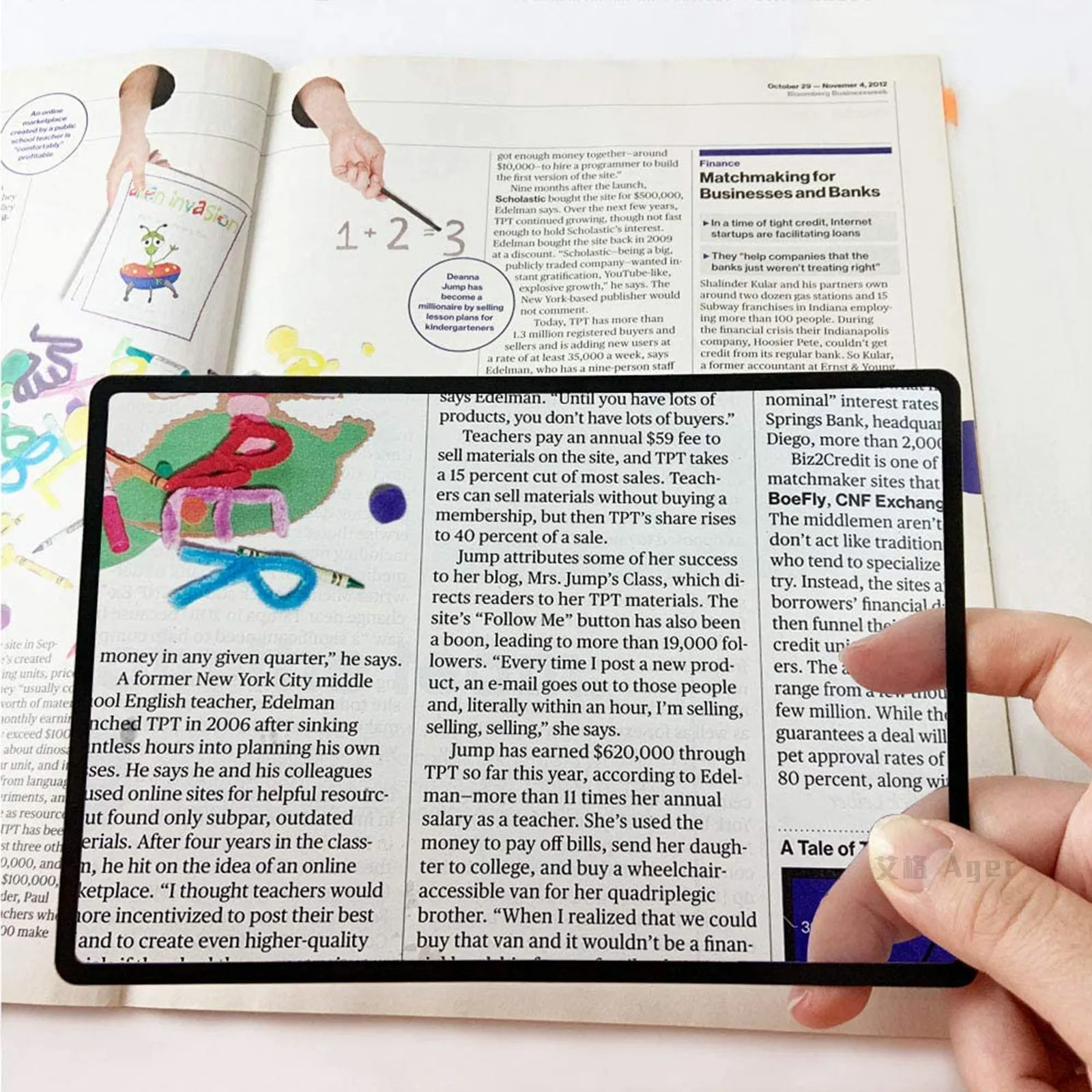 Magnifying Glass A5 Full Page Large Page Magnifying Glass Book Page Magnifying Glass 3X Ultra-Thin Magnifying Glass