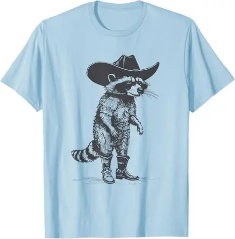 3 Racoon Moon Howling Raccoon Head T-Shirt Let's Get Trashed Funny Retro Raccoon Rock Tee Cowboy Trash Panda Western Country Top - Image 4