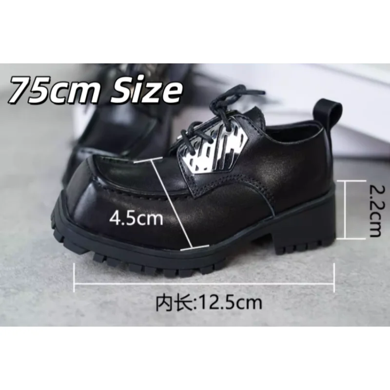 รองเท้าตุ๊กตา BJD สำหรับ ID75 YC77 AM77 UF75 รองเท้าหนังสีดำแฟชั่นตุ๊กตา อุปกรณ์เสริมตุ๊กตา ของขวัญ DIY