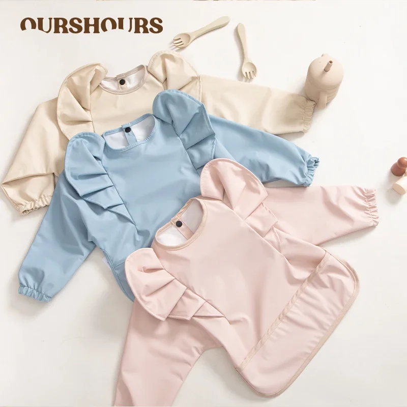 Waterproof Baby Feeding Bibs Angel Wings Baby Stuff Kids Long Sleeve Art Smock Anti-dirty Dinning Apron with Pocket for Newborn