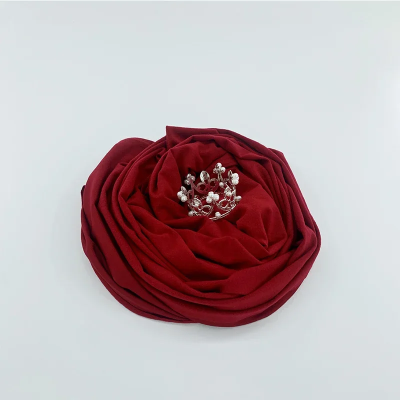 Newborn Photography Red Cloth Crown Theme Set Baby Full Moon Photo Milk Silk Wrap Prop ベビーフォト 소품