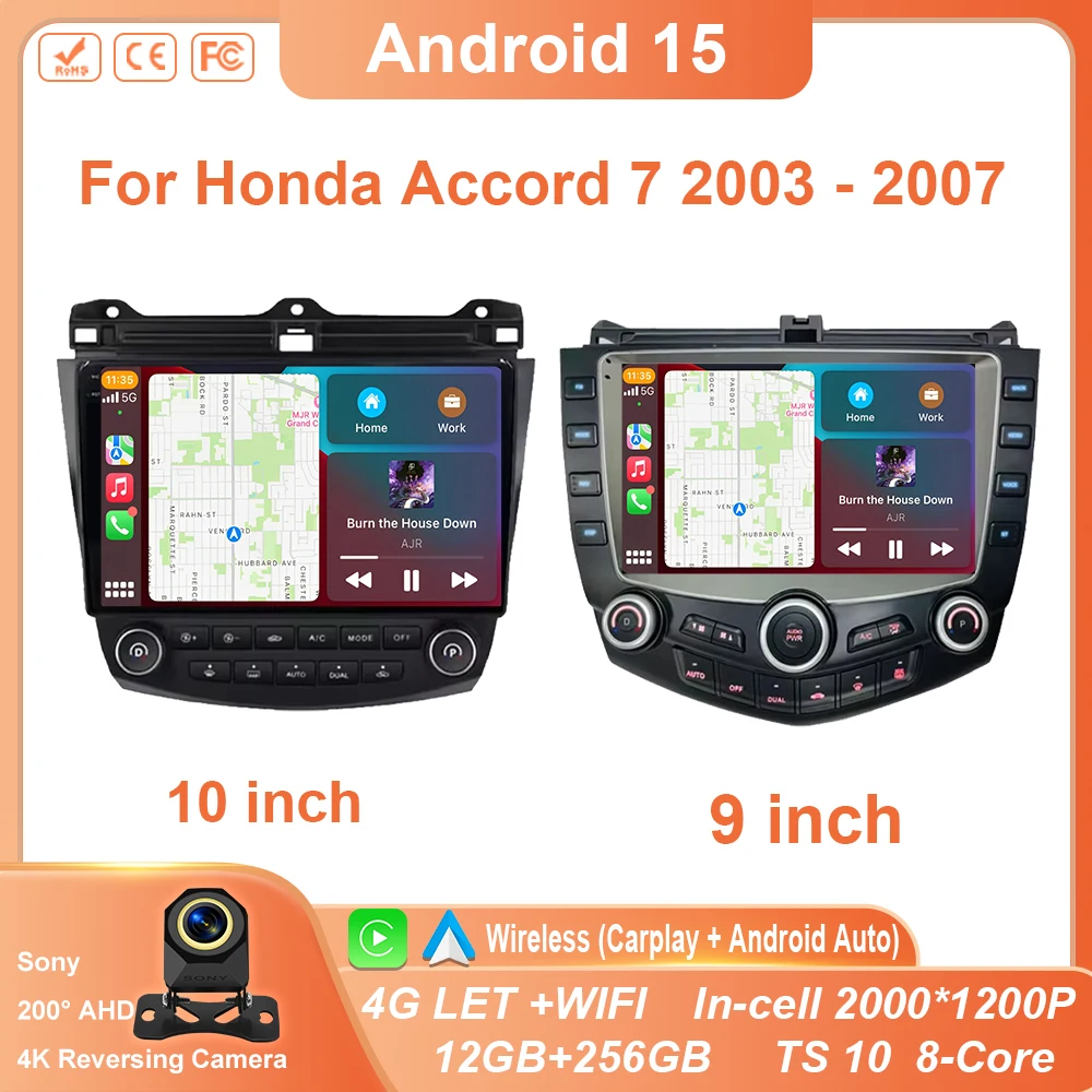 

Android 15 Multimedia Stereo Navigation GPS Autoradio Screen For Honda Accord 7 2003 - 2007 Player Radio Car Carplay DVD BT WIFI