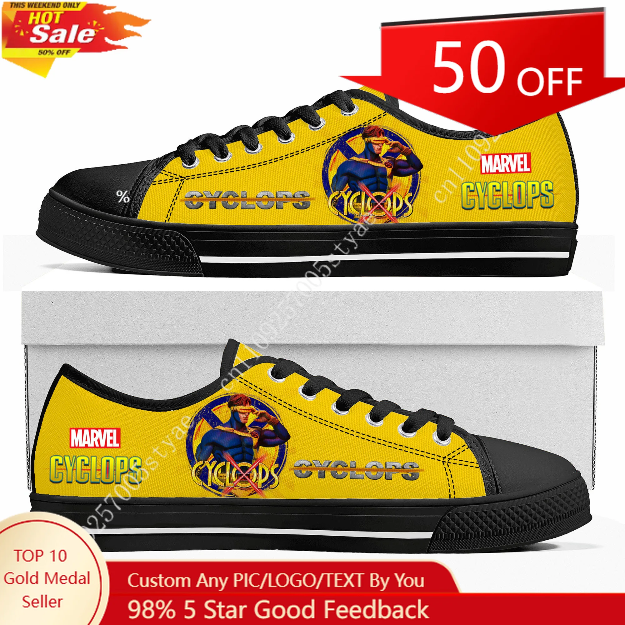 Marvel Scott Summers Cyclops Low Top High Quality Sneakers Mens Women Canvas Sneaker Casual Custom Shoes