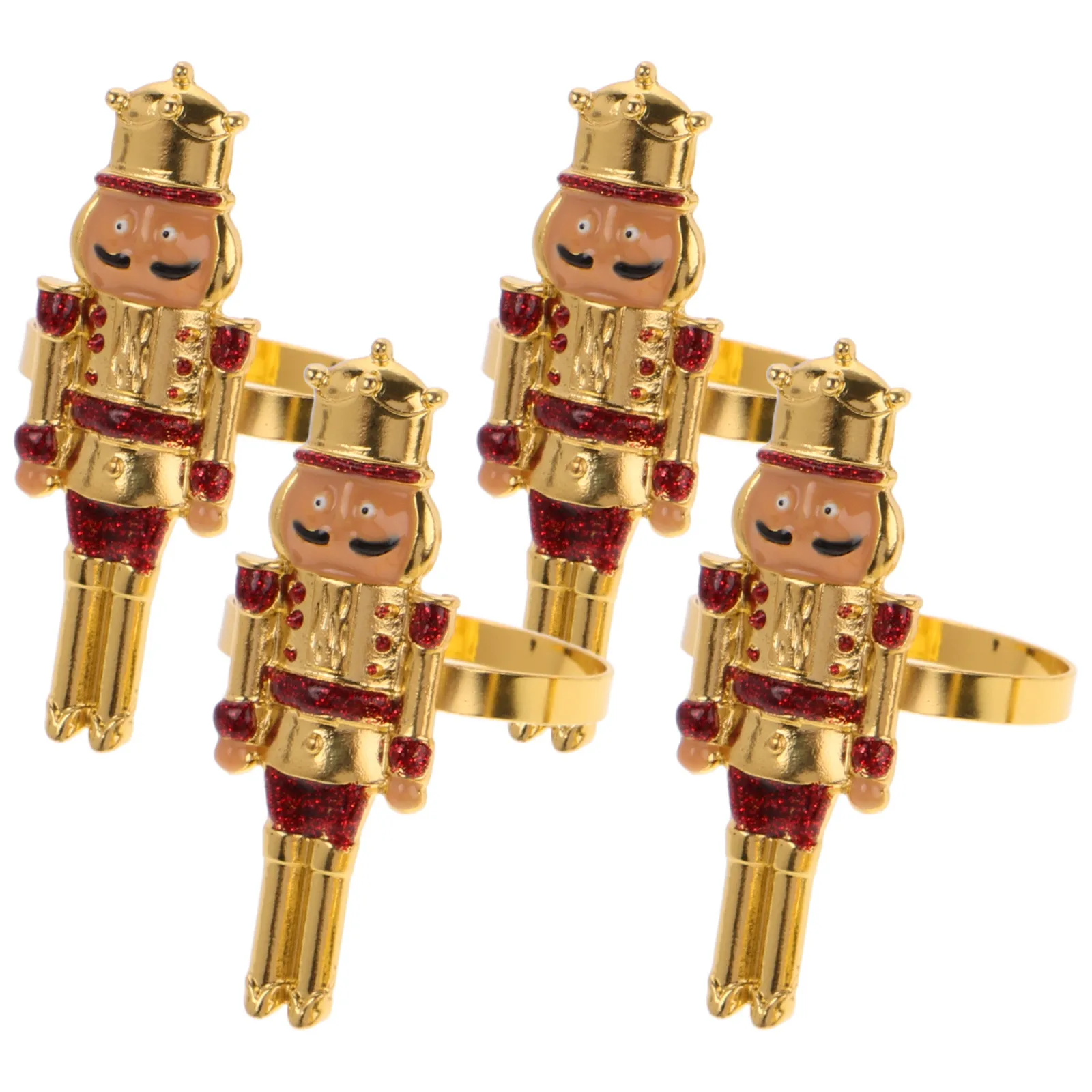 

4Pcs Christmas Nutcracker Napkin Buckles Alloy Napkin Rings Dining Table Accessories Holiday Decoration Restaurant Decoration