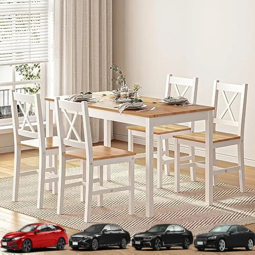 

Sogesfurniture 42,5-дюймовый кухонный стол и стулья на 4 человек, дуб и белый