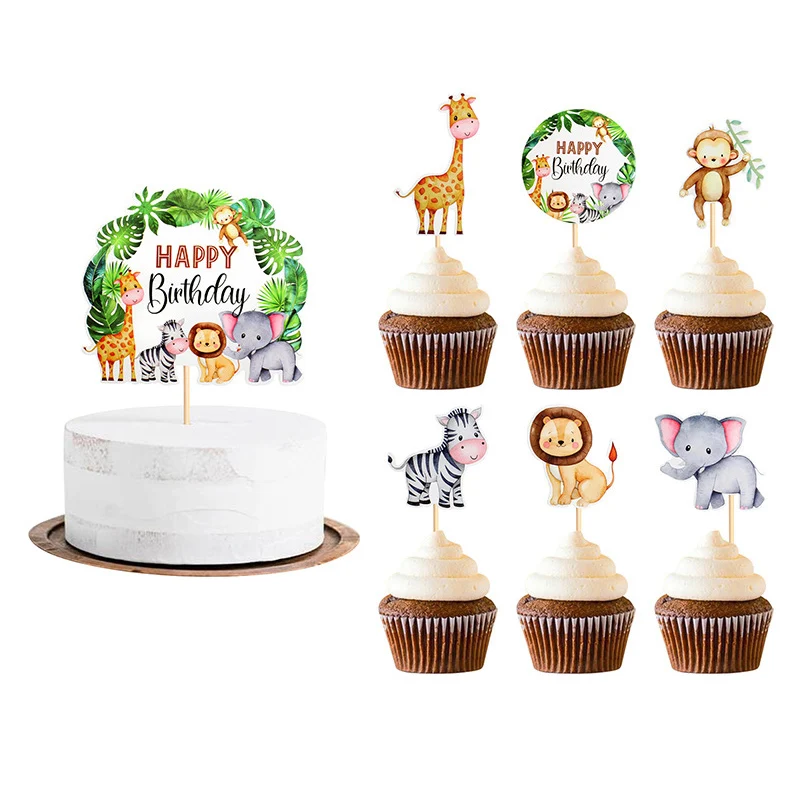 Wild Amimal Cake Topper Cute Forest Safari Cartoon Forest Theme Birthday Party Supplies For Kids And Adults Party Decoratio