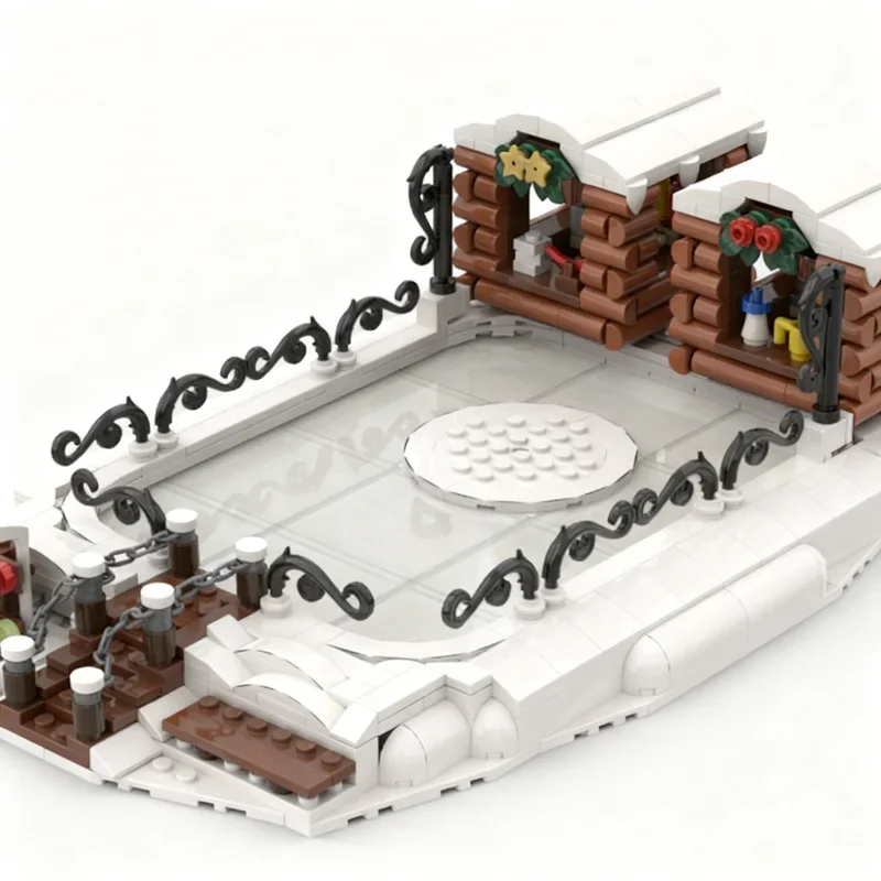

714PCS MOC Creative Winter Village Ice Skating Rink Model DIY Ideas Christmas Display Assembly Building Blocks Gift Birthday Set