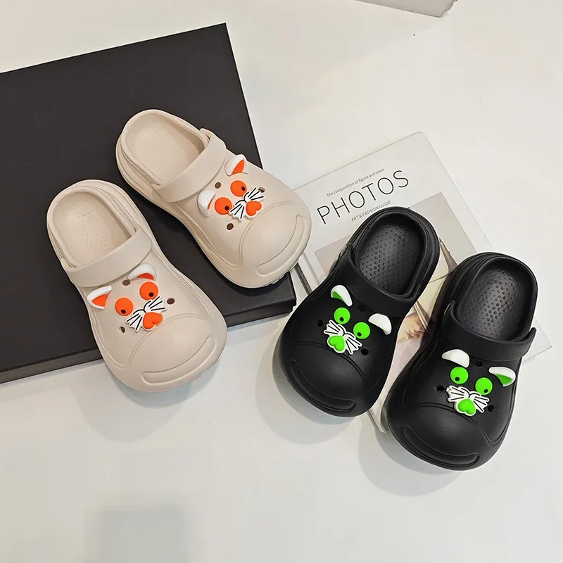 

Kids Slippers Korean Style Chic Leopard for Girls Sandals Outdoors Soft Bottom 2025 Summer New Children Beach Shoes Non-slip