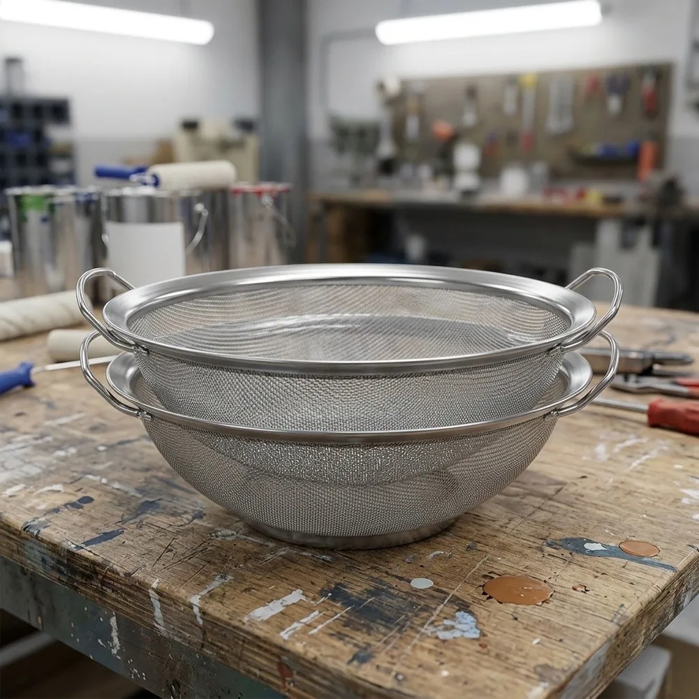 Stainless Steel Mesh Strainer with Dual Handles 39x34x13cm Designed for Filtering Oil Separation and Repeated Cleaning