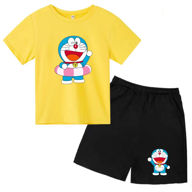 Summer T-shirt Shorts Kids Tracksuit Multicolor Cartoon Cute Pattern for Boys and Girls Ages 3-13 2-piece Set Preferred Gi