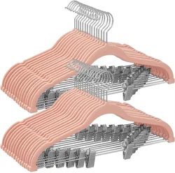 미끄럼 방지 헤비 듀티 벨벳 행어 바지, 스커트 행거, 클립 정리정돈 포함, 5 팩