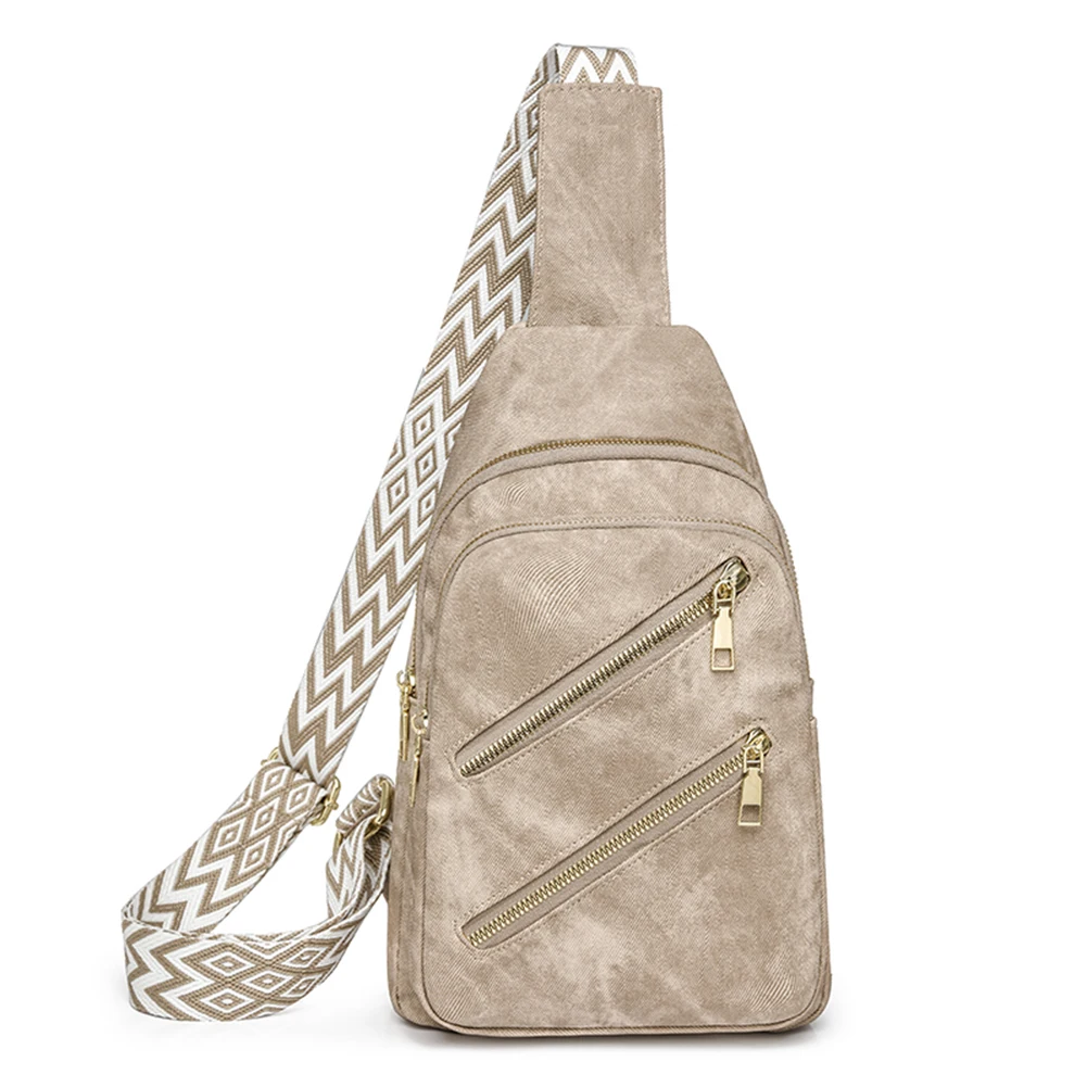 Dames Stijlvolle Crossbody Tas Met Brede Riem Eenvoudige Schoudertas Multi-Pocket Telefoon Portemonnee Reis Outdoor Tas