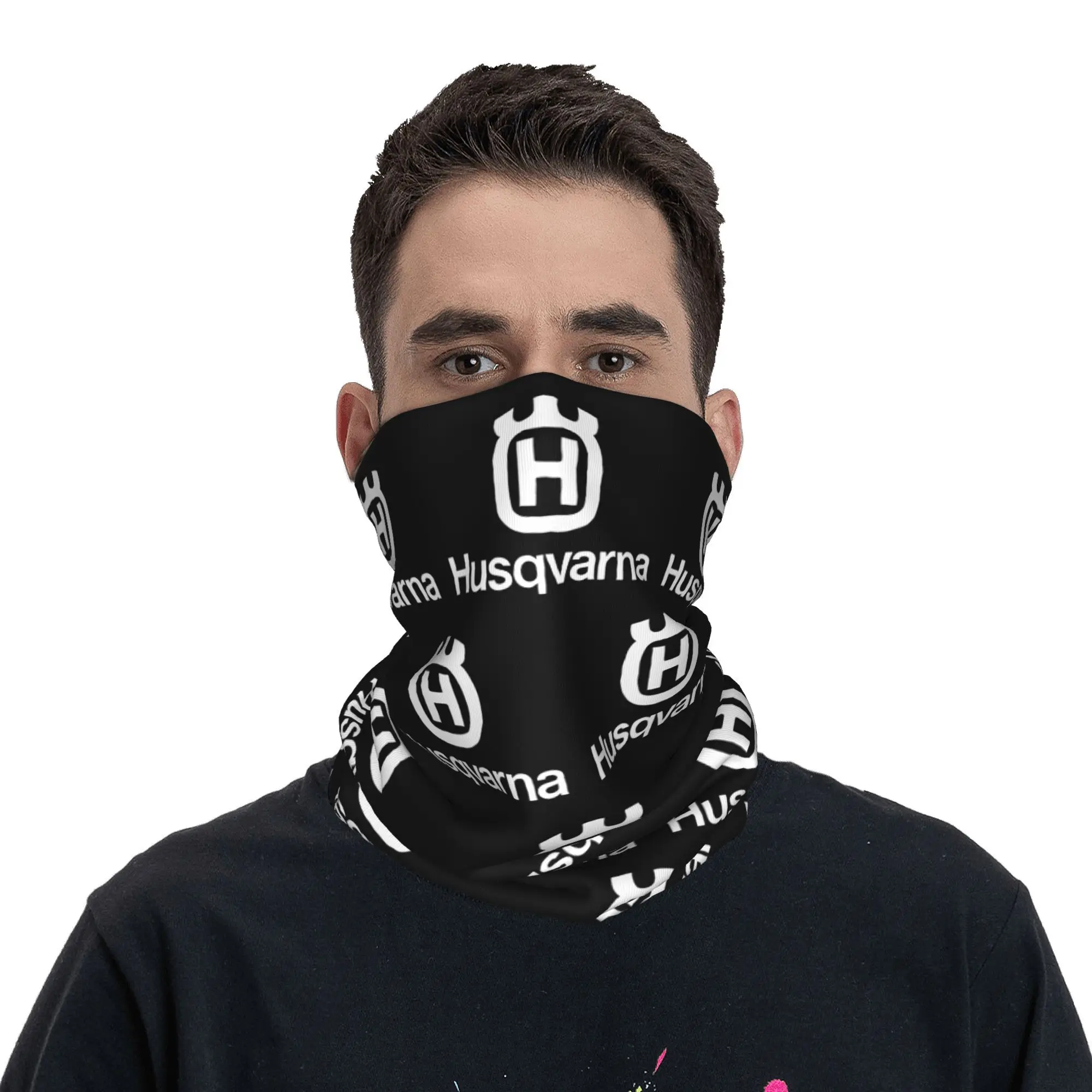 Unisex racing husqvarnaed motorcycle motor cross  Bandana Merch Neck Gaiter Printed  Face Scarf Headwear For Riding Windproof