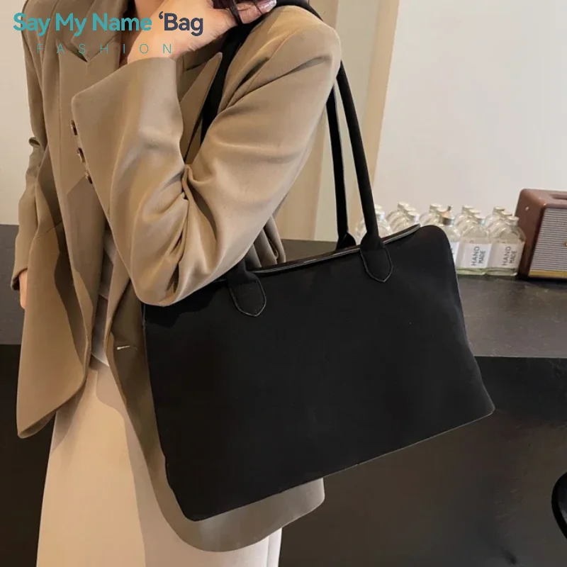 

Classic Faux Suede Handbags Women England Style Elegant Shoulder Bag Laid-back Vintage Large Tote Bag Female Casual Commuter Bag