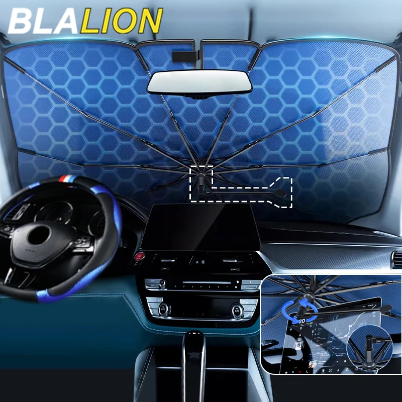 BLALION Upgraded Car Windshield Sunshade Umbrella Foldable Car Sunshade Front Window Cover for UV Ray Block Sun Heat Protection