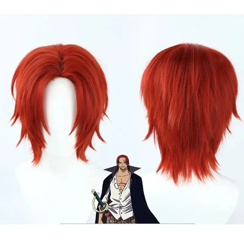 Anime Shanks Redhead Cosplay Costume Shirt Printing Pants Belt Black Cloak Coat Red Wig Woman Man Adult Halloween Party Suit