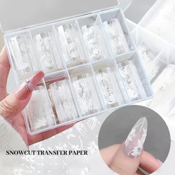 White Flower Nail Foils Sticker 1Box(10 rolls) 3D ButterflyTransfer Foils Decals Flower Butterfly Embossing Nail Transfer Foils