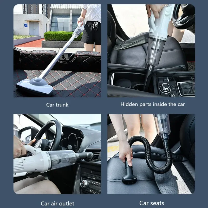 12000Pa ดูด 6000mAh รถยนต์และบ้านทําความสะอาด 120W ไฟ LED แบบพกพาเครื่องดูดฝุ่นไร้สายพร้อมแปรงชั้น