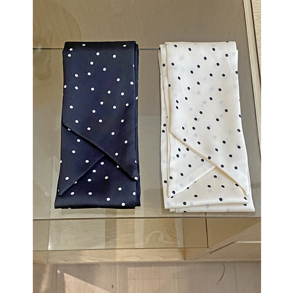 프리미엄 넥 스카프 폴카 도트 스트리머 롱 와이드 버전 스몰 스트리머 봄 여름 기질 프렌치