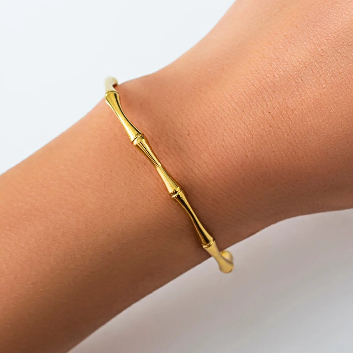 Punk Gold Color Bamboo Joint Open Cuff Bangles 2023 Trend Bracelet for Women Men Classic Charm Bracelet Couple Hand Jewelry Gift image 3