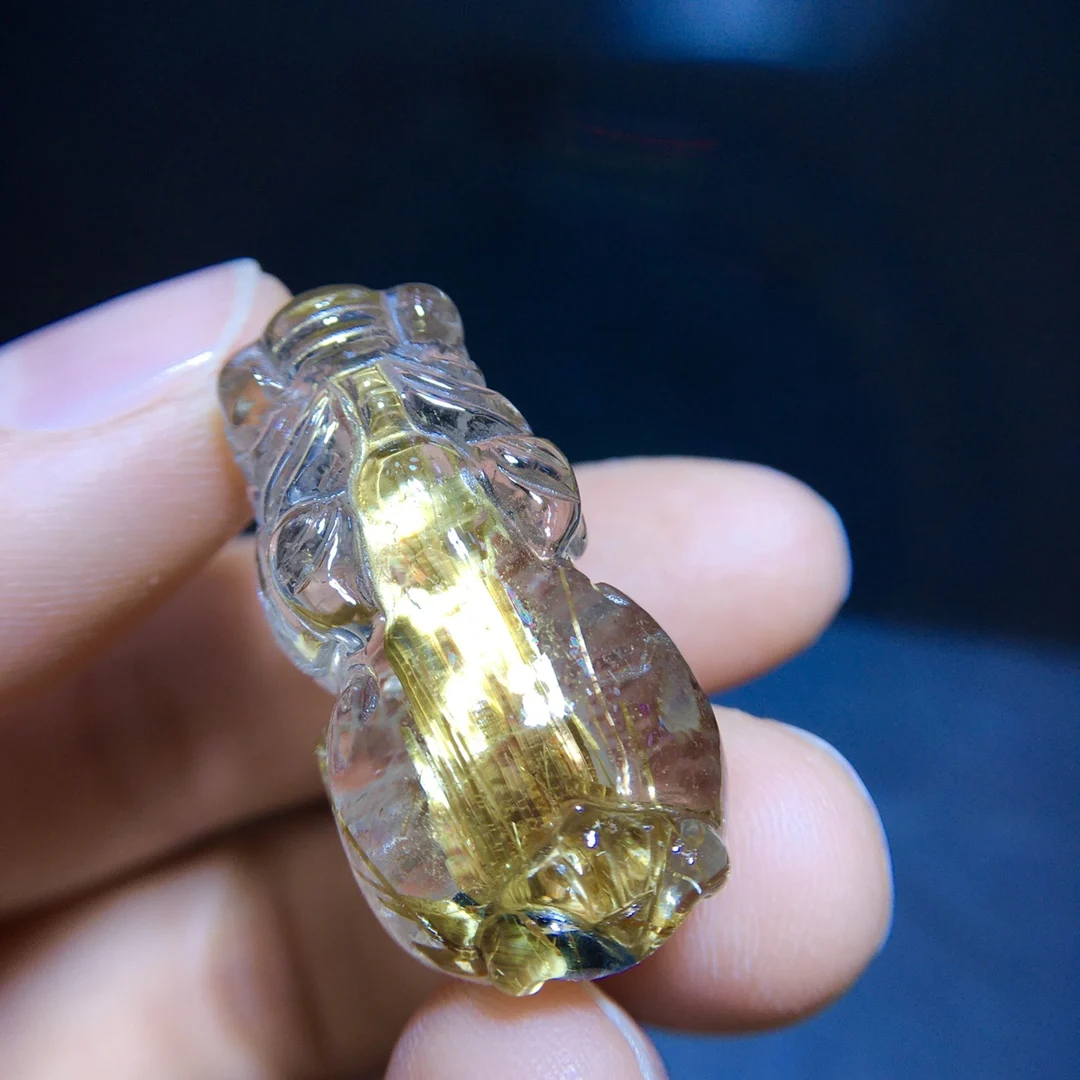 

Подвеска из натурального золота с рутилированным кварцем, цветок 31/16,6/12 мм, Pi Xiu, ювелирные изделия из рутилированного кварца для мужчин и женщин, Бразилия AAAAAAA