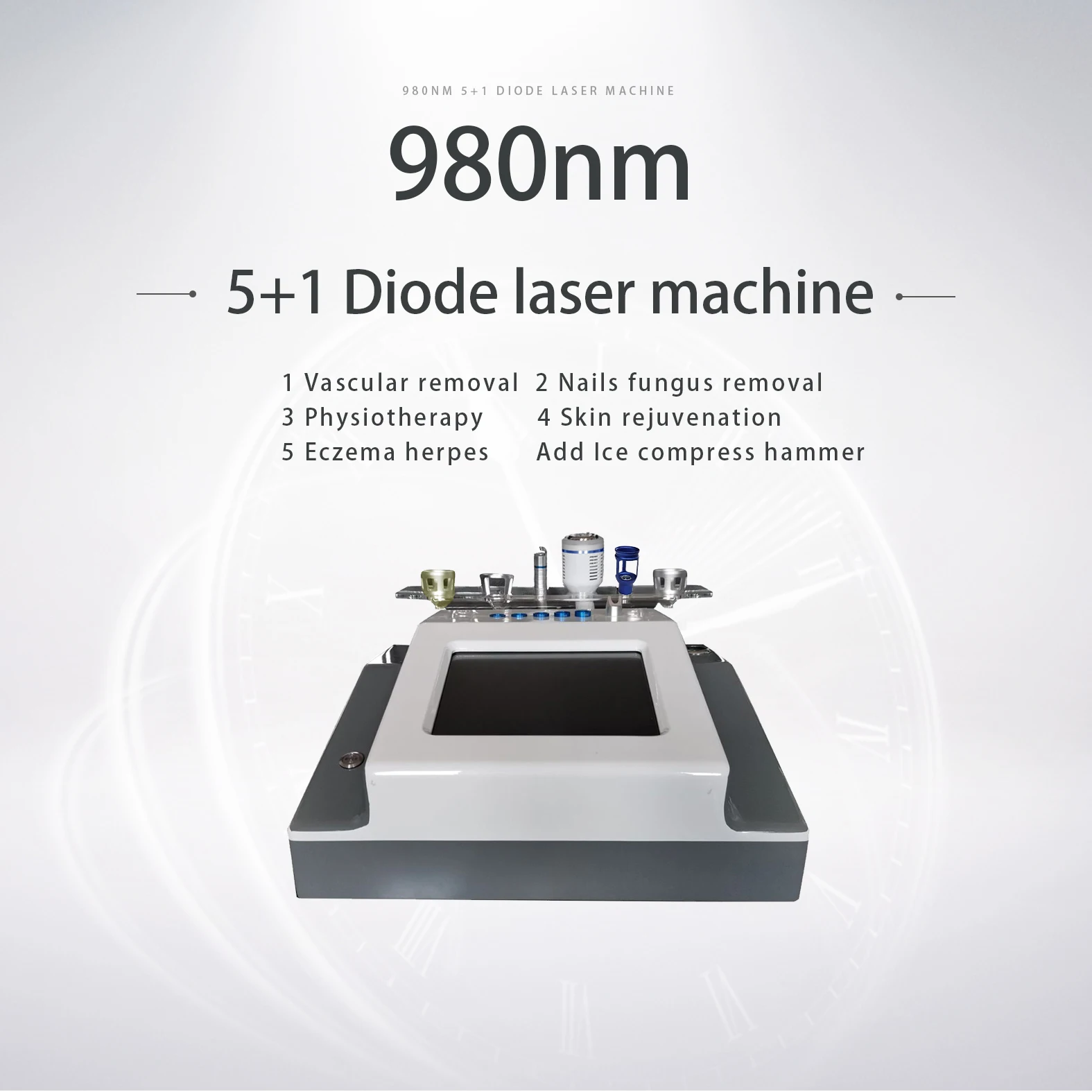Newest 6 in 1 980nm Diode Laser Therapy Machine Vascular Removal Spider Vein Removal Machine Nail Fungus Laser Onychomycosis