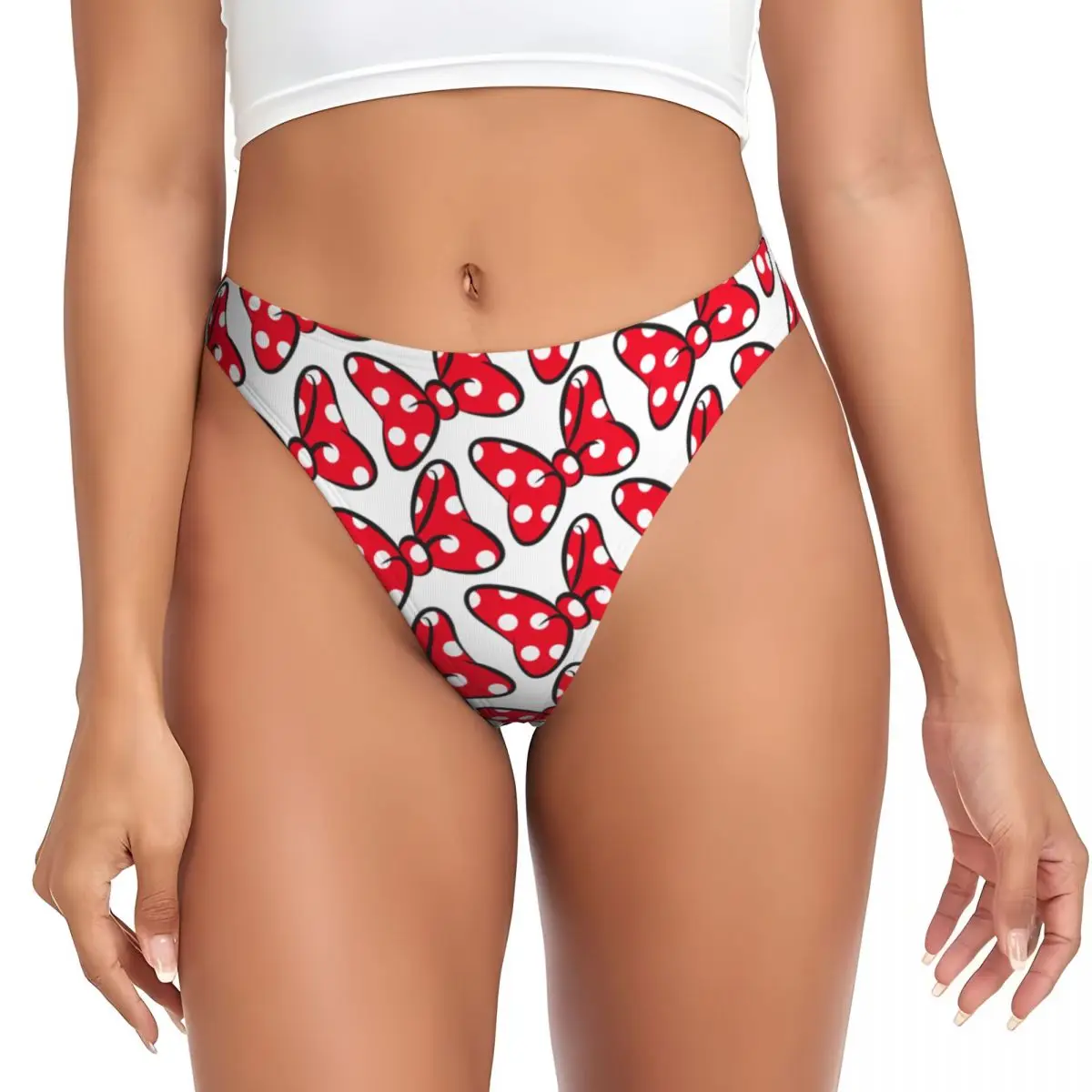 Women's Minnie Polka Dot Bow Briefs High Waisted Seamless Underwear Invisible Full Coverage Briefs Panties