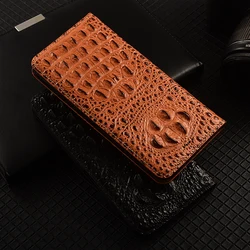 Crocodile Claw Genuine Leather Flip Case For Moto Edge 30 40 50 60 60S 70 G54 G55 G56 G64 G75 G84 G85 G86 Pro Neo Cover Cases