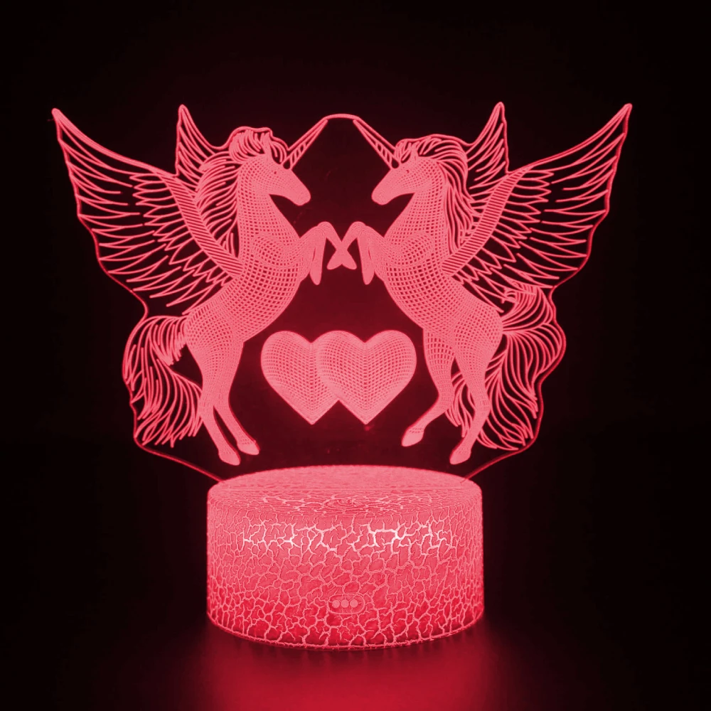 Lampu malam LED Unicorn akrilik 3D lampu malam untuk anak perempuan dekorasi kamar lampu samping tempat tidur 7 warna Unicorn hadiah untuk anak-anak lampu malam anak-anak