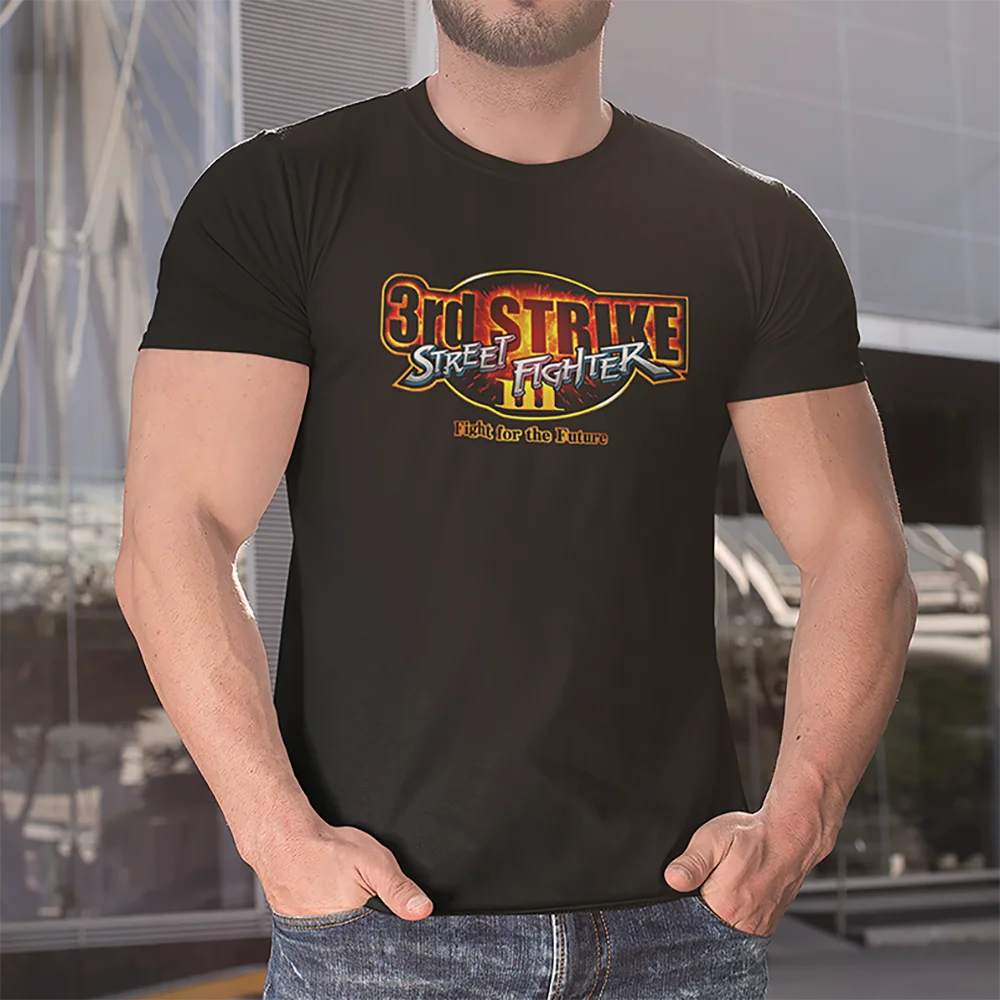 

Street Fighter III 3rd StrikeFight for the Future logo tops Retro Arcade game T-Shirt 100% cotton Plus size Mens graphic tshirts