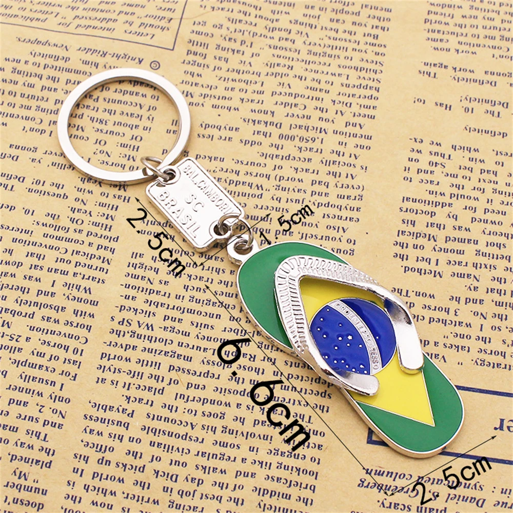 8 Style Fashion Brazil Flag Slipper Keychain Country Map Charm Key Chain Ring Travel Souvenir Car Keyring Pendant Trendy Jewelry