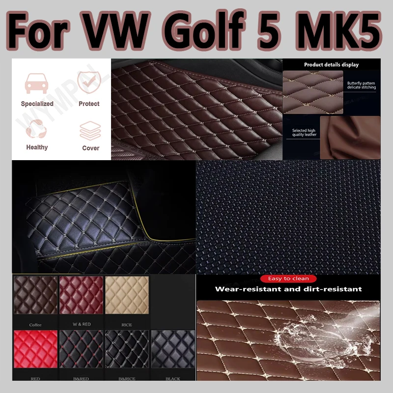 

Luxury Custom Made Leather Car Floor Mats For VW VW Golf 5 MK5 2004 2005 2006 2007 Carpets Rugs Foot Pads Accessories