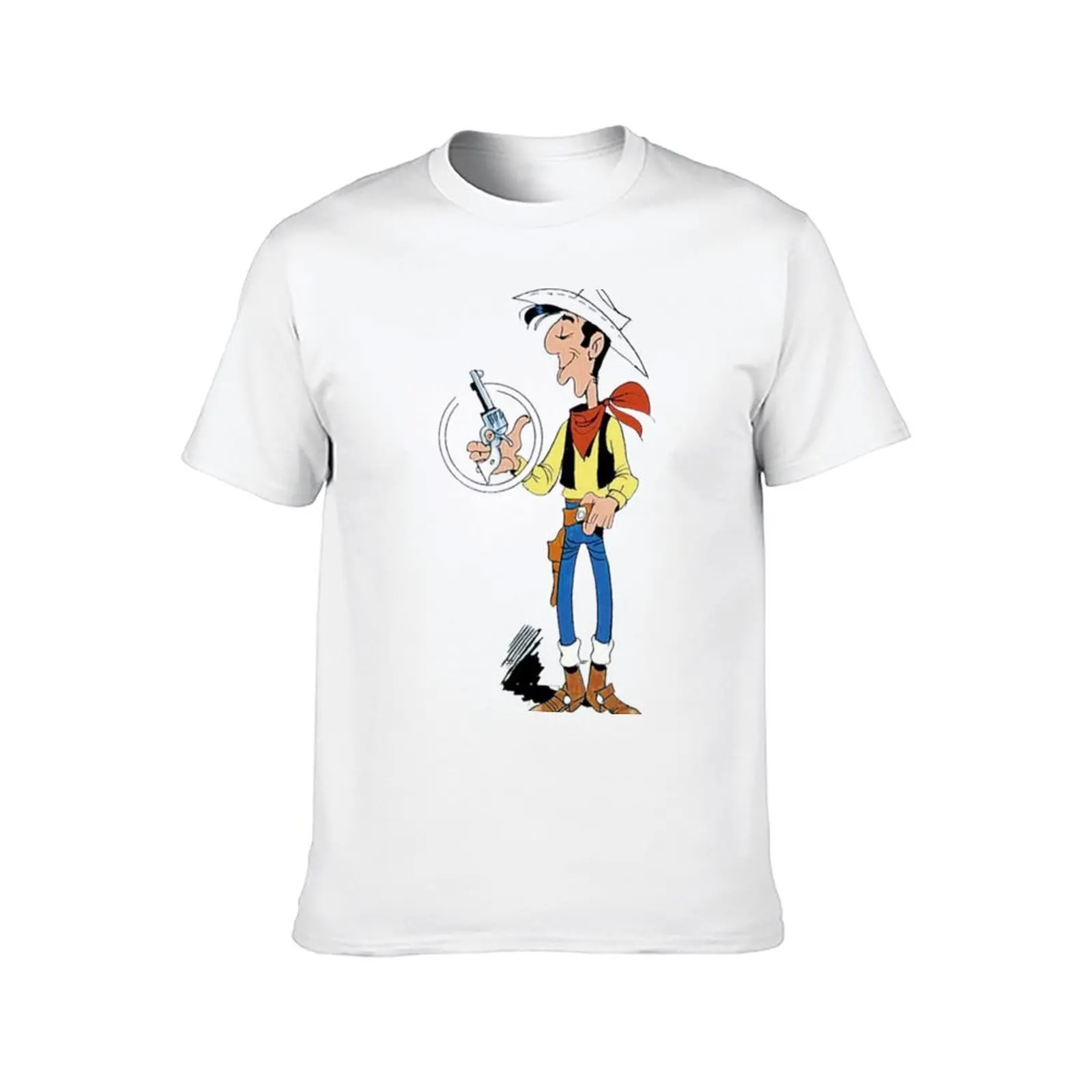 Kaos lucky t shirt dengan sablon custom luke katun 100% kaos pria grafis pistol