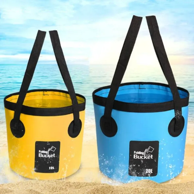 12L 20L portable bucket outdoor travel water storage bag waterproof water bag fishing portable foldable bucket car supplies