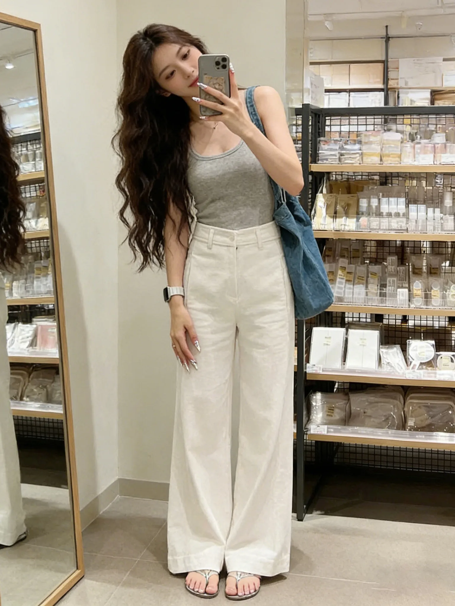 

White Wide Leg Suit Pants Women Summer High Waist Slimming Casual Straight Cut Drapey Versatile Long Trousers Commute Style
